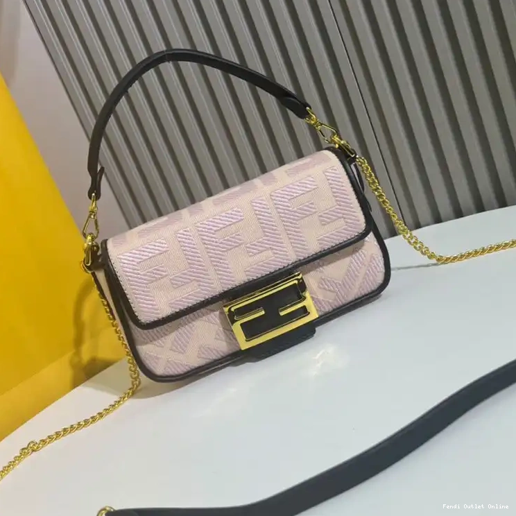 Cheap In Canvas Bag Baguette Motif Fendi Cherry FF Mini 0608